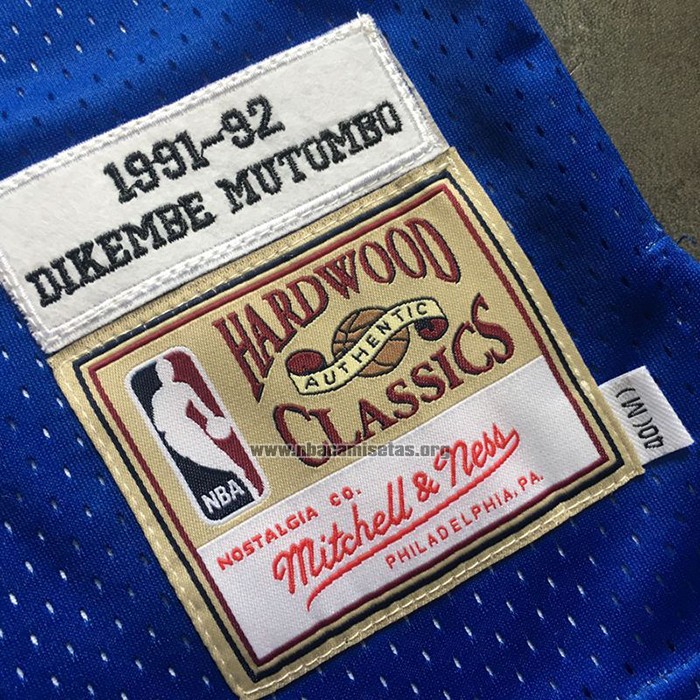 Camiseta Denver Nuggets Dikembe Mutombo NO 55 Hardwood Classics Throwback Azul